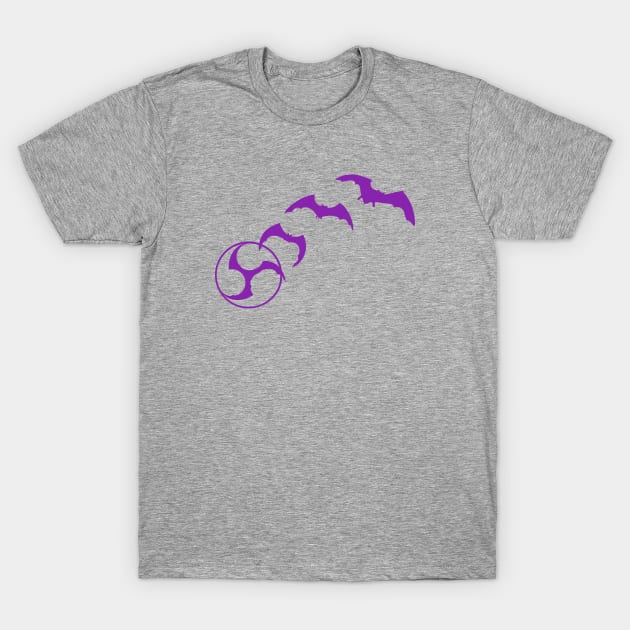 Bat Mitsudomoe purple T-Shirt by Austin Taiko